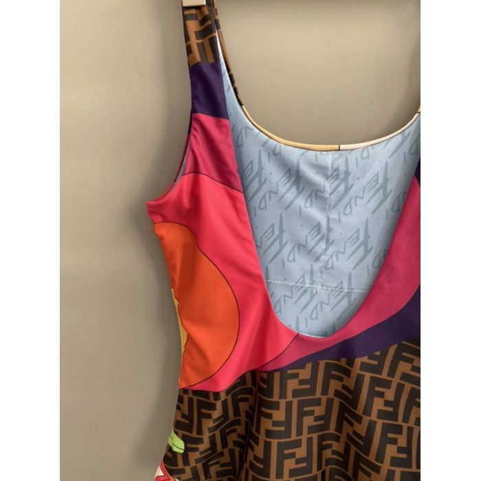 F**di multicolor lycra one-piece swimsuit