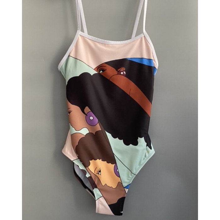 F**di multicolor lycra one-piece swimsuit brown