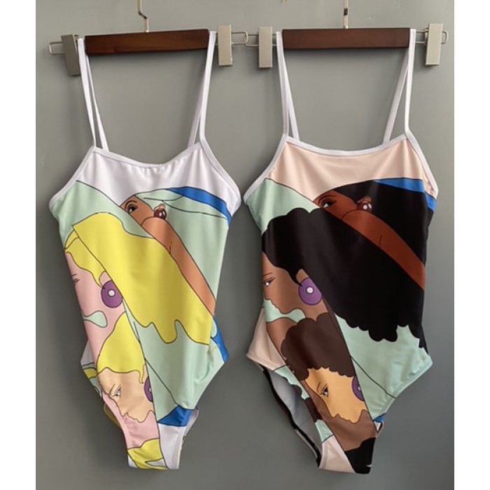 F**di multicolor lycra one-piece swimsuit brown