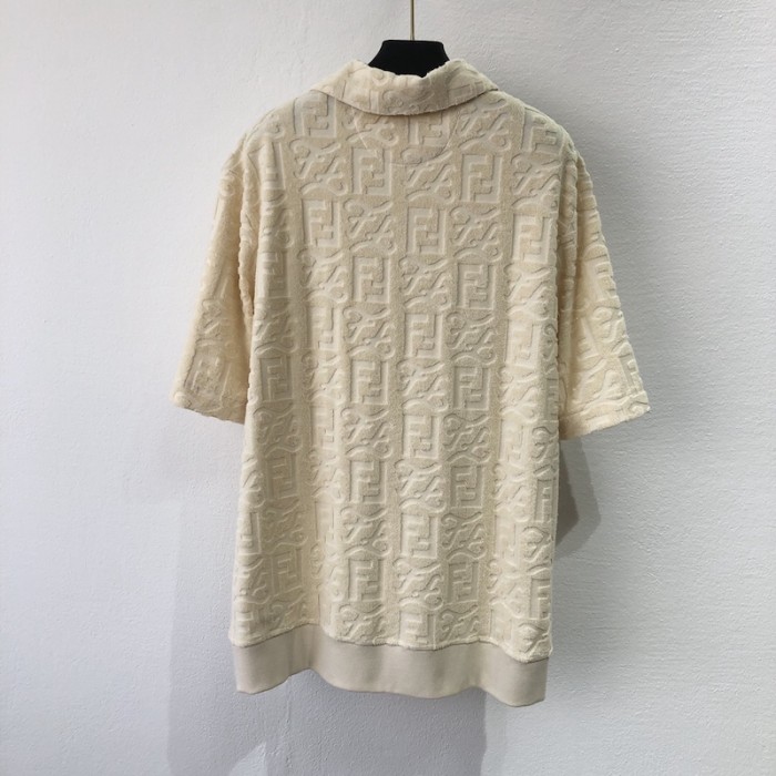 F**di ff logo beige cotton polo shirt