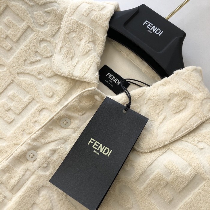 F**di ff logo beige cotton polo shirt