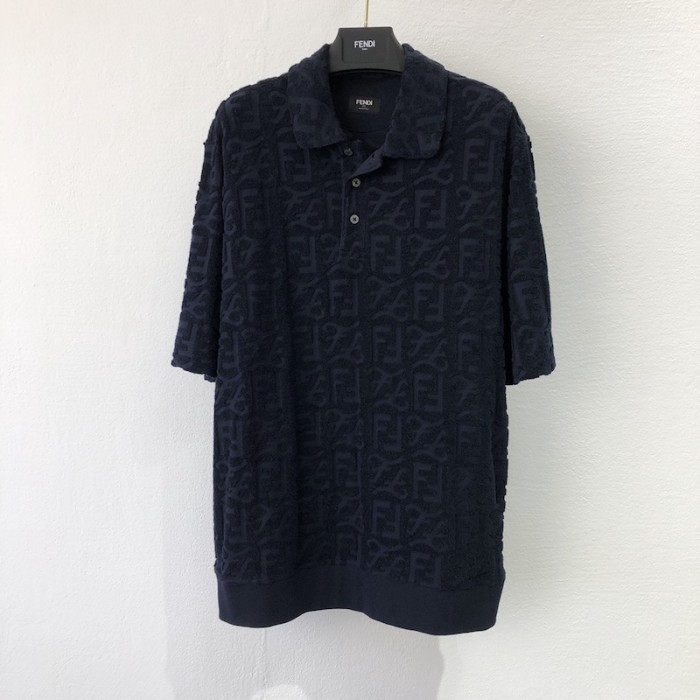 F**di ff logo blue cotton polo shirt
