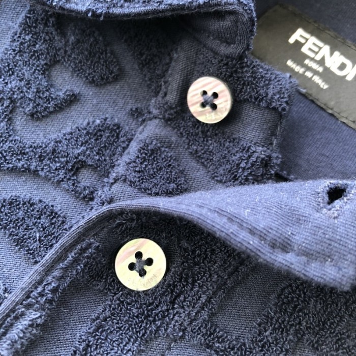 F**di ff logo blue cotton polo shirt