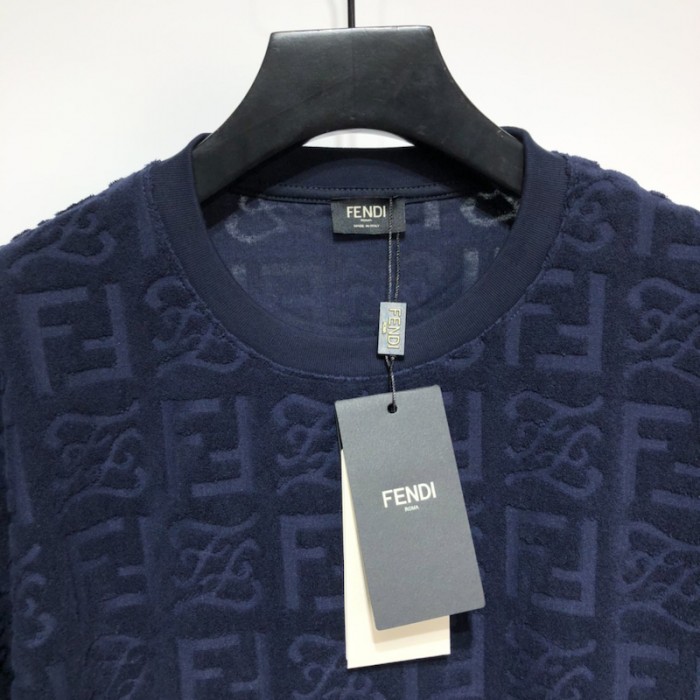 F**di ff logo blue cotton t shirt