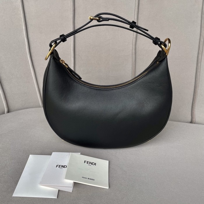 F**di F**digraphy small black leather bag