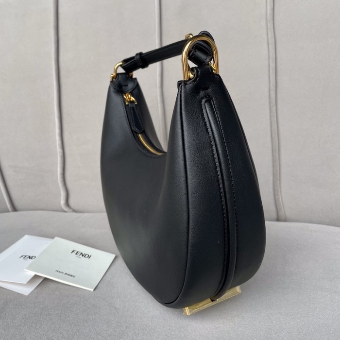 F**di F**digraphy small black leather bag