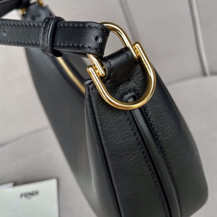 F**di F**digraphy small black leather bag
