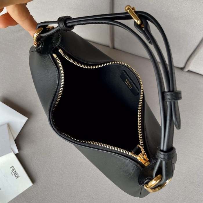 F**di F**digraphy small black leather bag