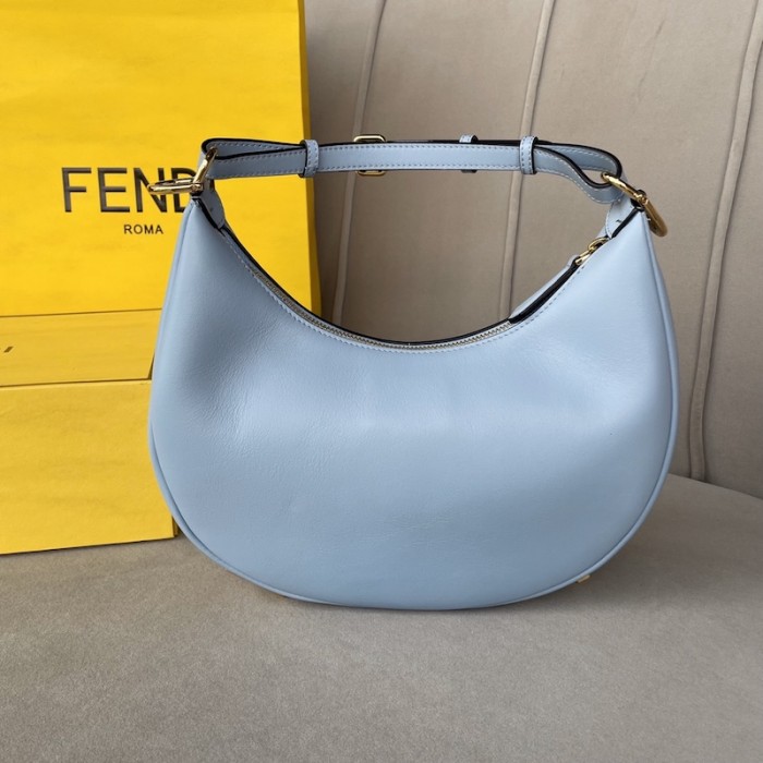 F**di F**digraphy small light blue leather bag