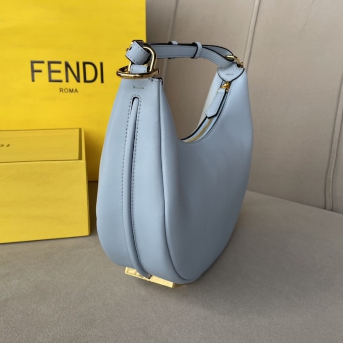 F**di F**digraphy small light blue leather bag