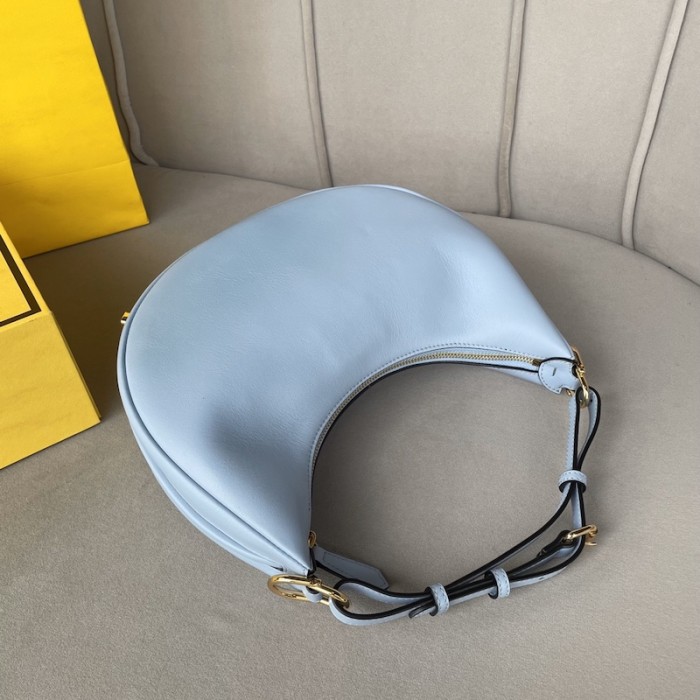 F**di F**digraphy small light blue leather bag