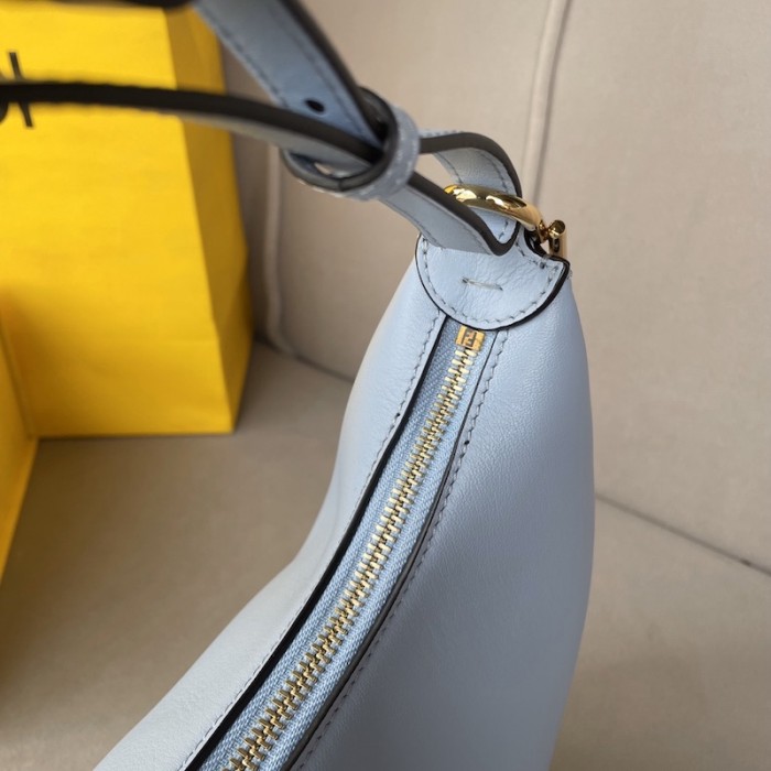 F**di F**digraphy small light blue leather bag
