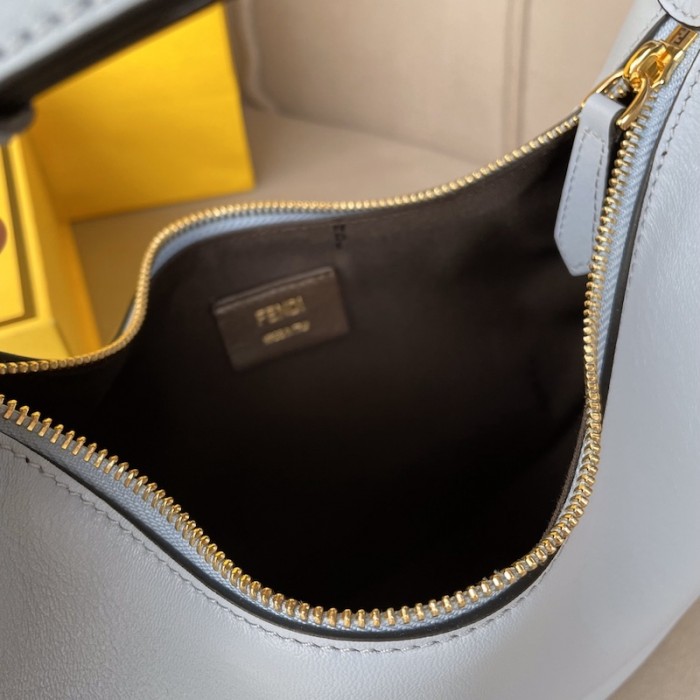 F**di F**digraphy small light blue leather bag
