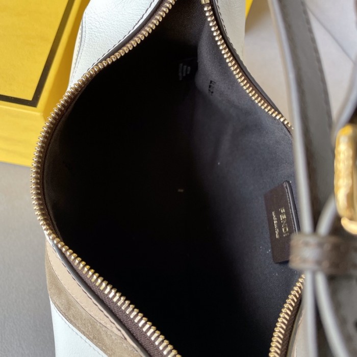 F**di F**digraphy small leather bag with beige and brown inlay