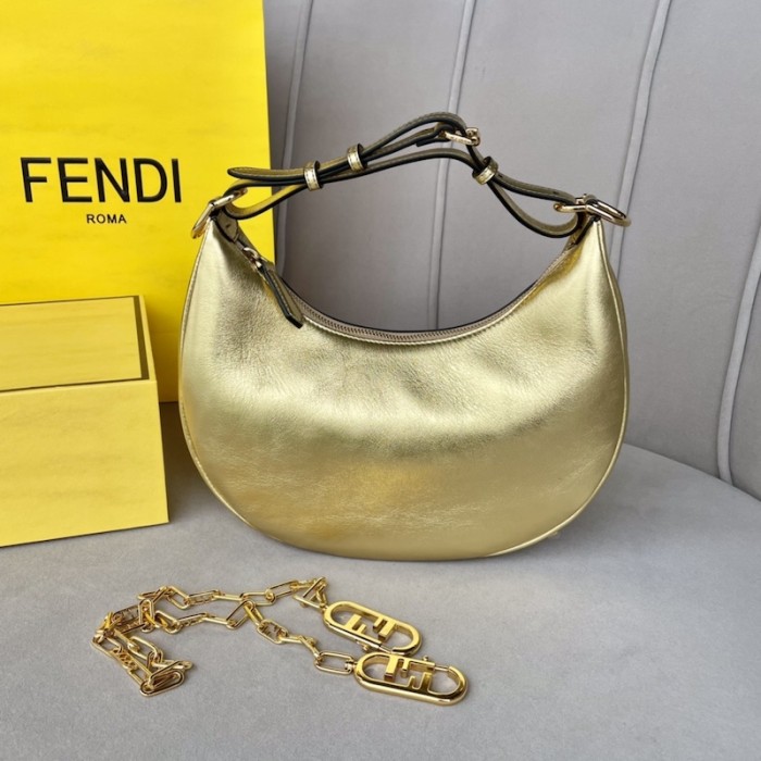 F**di F**digraphy small gold leather bag