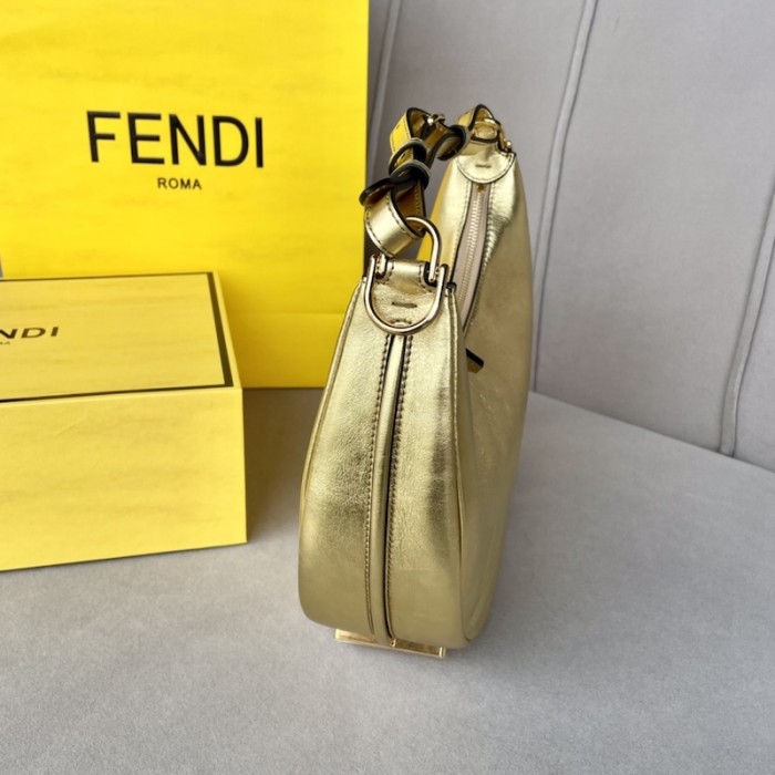 F**di F**digraphy small gold leather bag