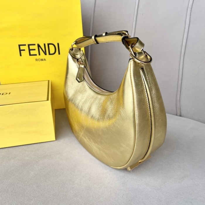 F**di F**digraphy small gold leather bag