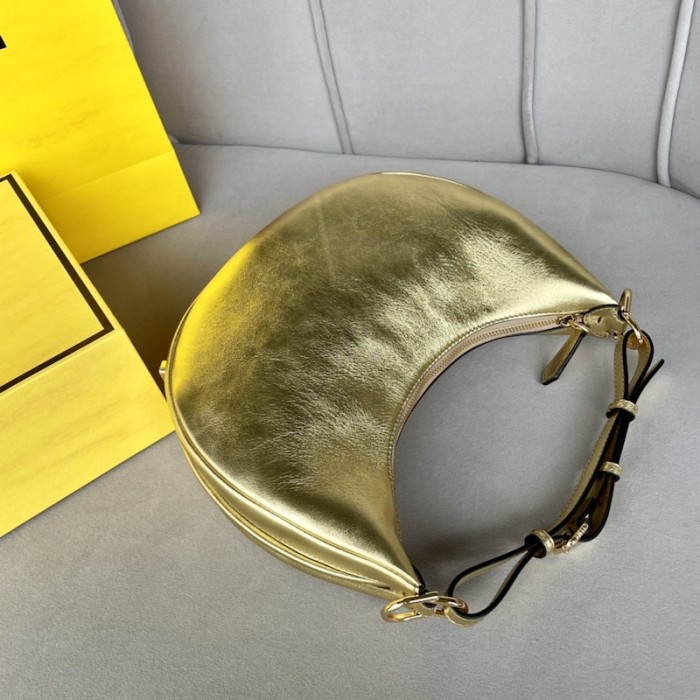 F**di F**digraphy small gold leather bag