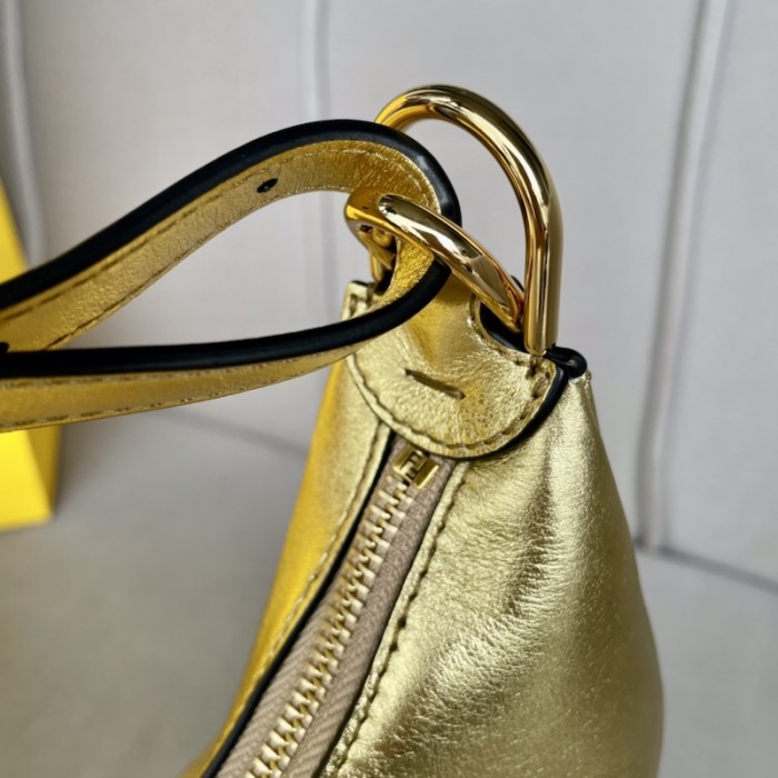 F**di F**digraphy small gold leather bag