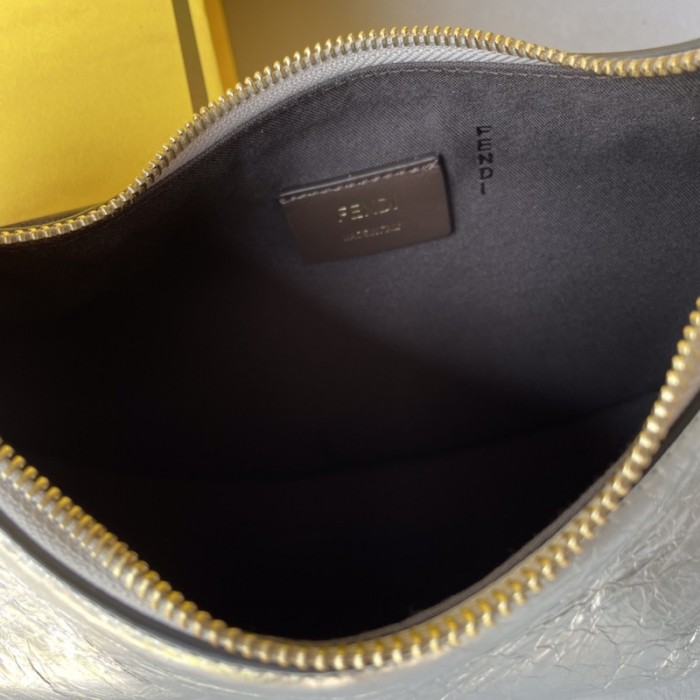F**di F**digraphy small silver leather bag