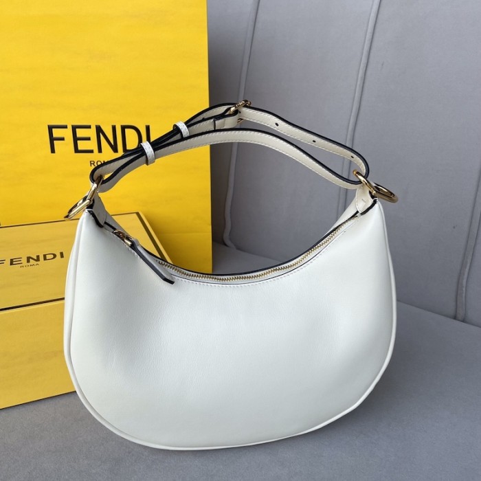 F**di F**digraphy small white leather bag