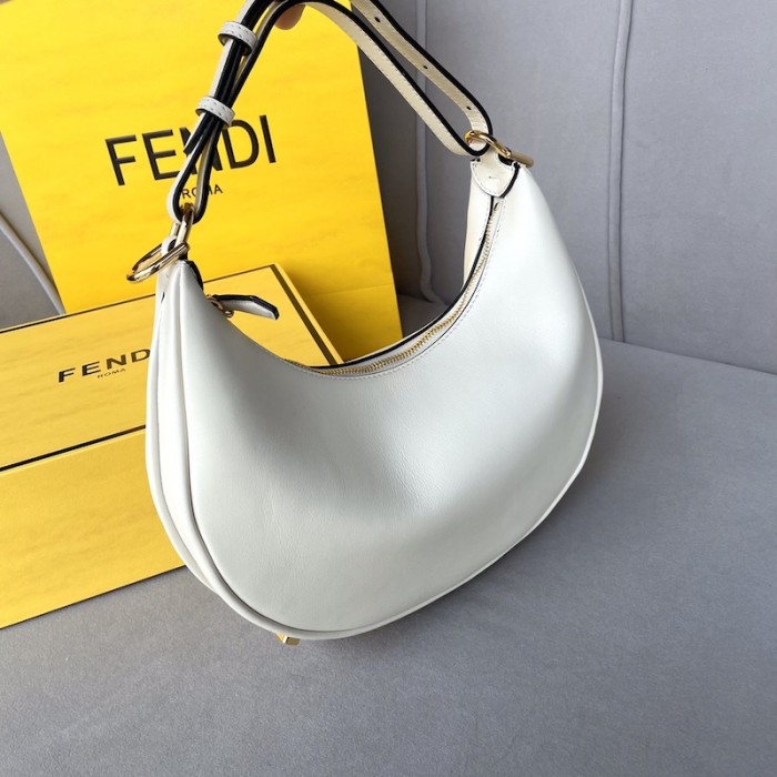 F**di F**digraphy small white leather bag