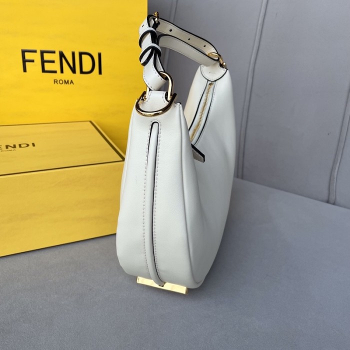 F**di F**digraphy small white leather bag