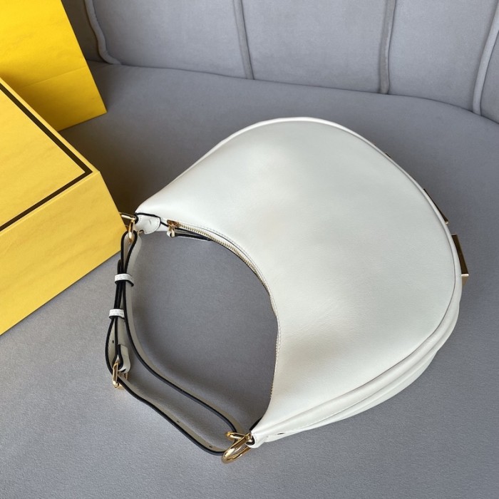 F**di F**digraphy small white leather bag