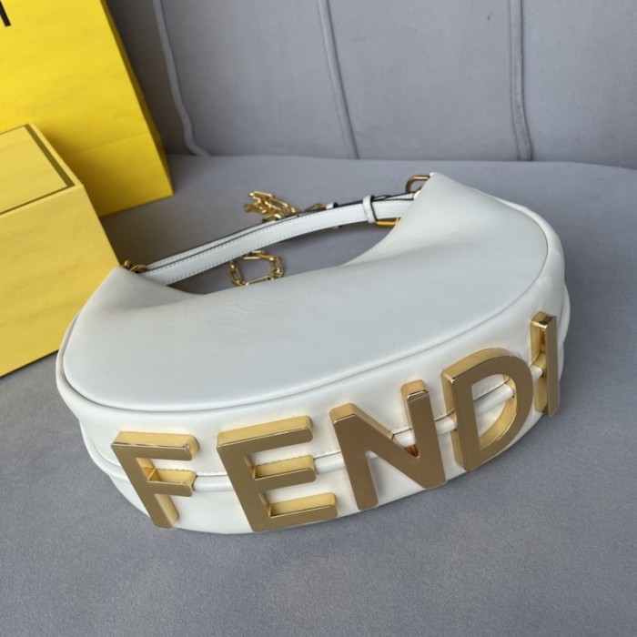 F**di F**digraphy small white leather bag