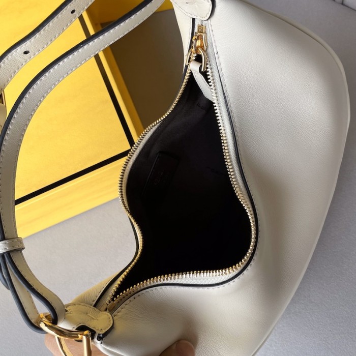 F**di F**digraphy small white leather bag