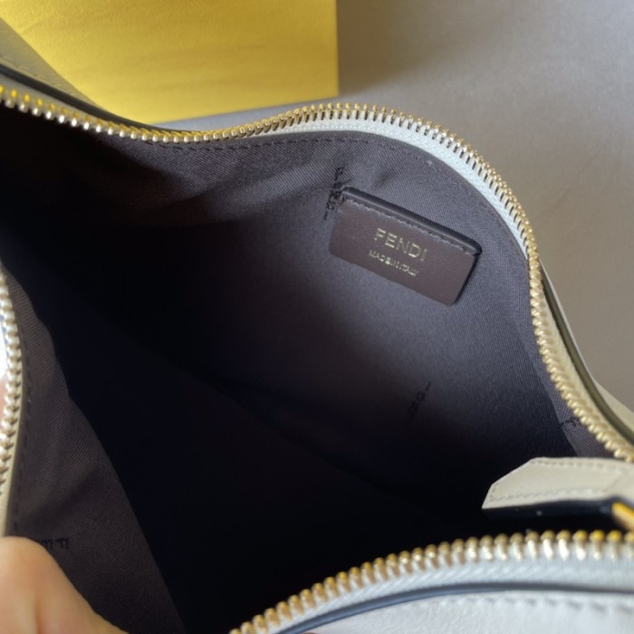 F**di F**digraphy small white leather bag