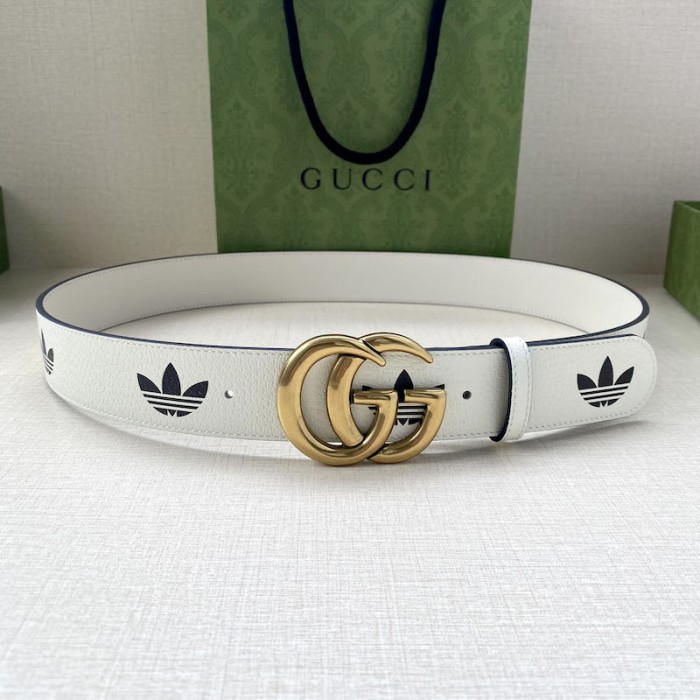 Ad*s x g*u*i gg marmont belt white