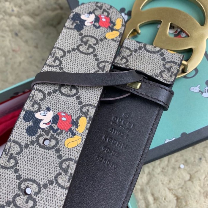 disney x g*u*i Sup*e gg canvas belt with double g buckle