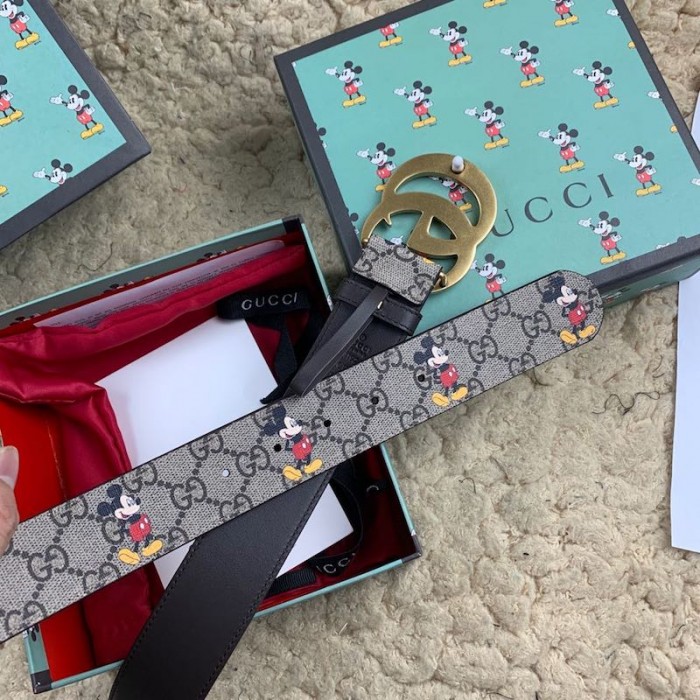 disney x g*u*i Sup*e gg canvas belt with double g buckle