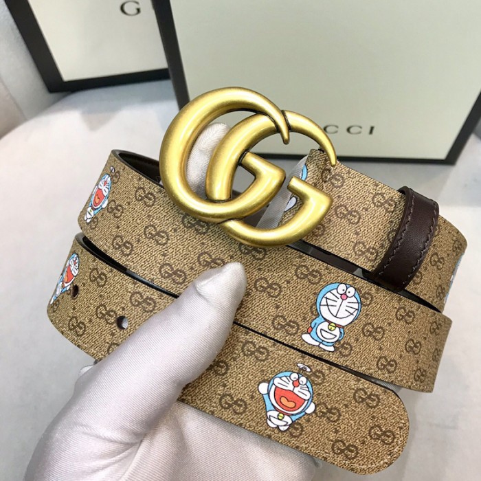 doraemon x G*u*i gg canvas leather belt brown