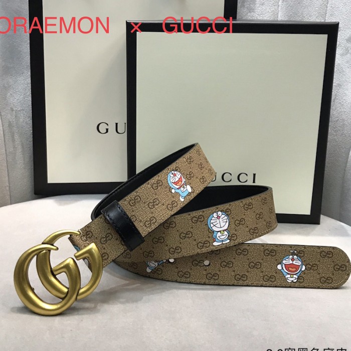 doraemon x G*u*i gg canvas leather belt brown