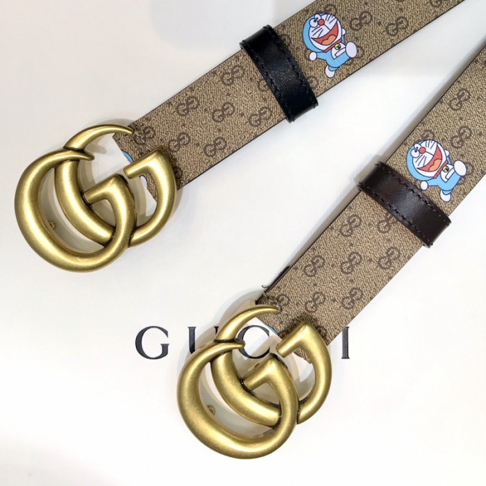 doraemon x G*u*i gg canvas leather belt brown