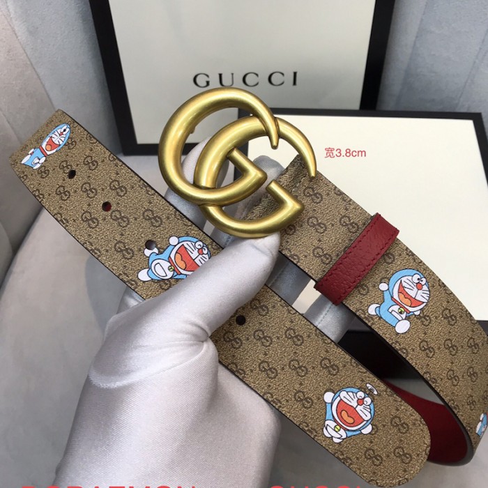 doraemon x G*u*i gg canvas leather belt red