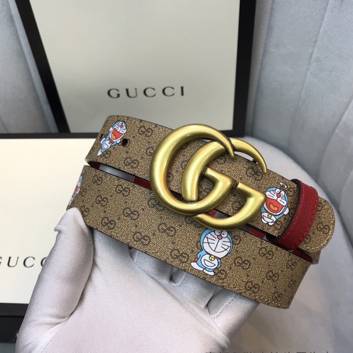doraemon x G*u*i gg canvas leather belt red