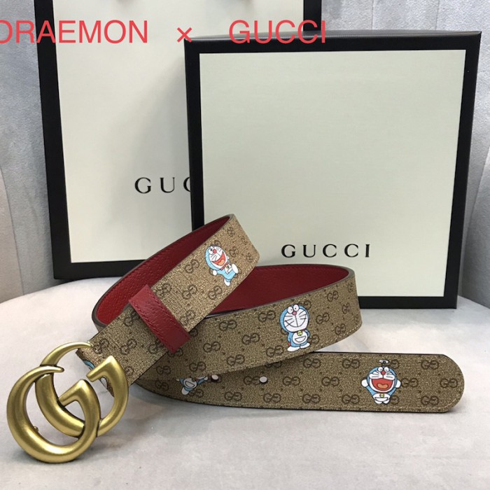 doraemon x G*u*i gg canvas leather belt red