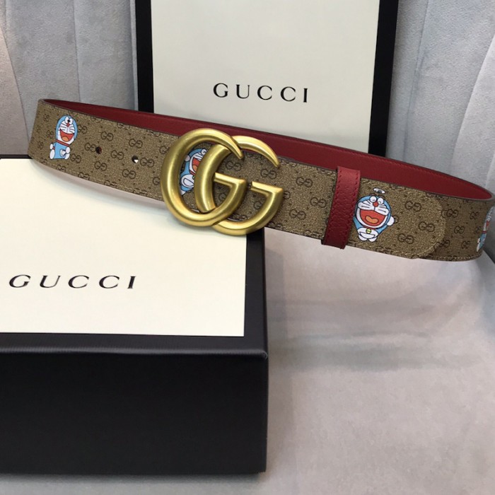 doraemon x G*u*i gg canvas leather belt red
