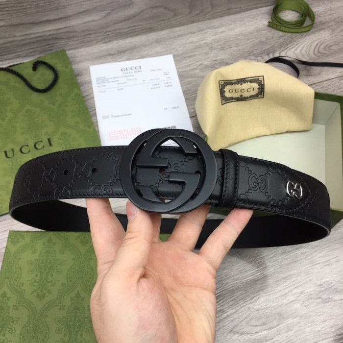 G*u*i G*u*issima leather with gg belt black