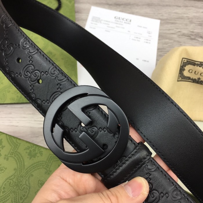 G*u*i G*u*issima leather with gg belt black