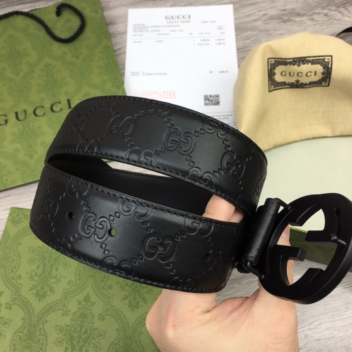 G*u*i G*u*issima leather with gg belt black