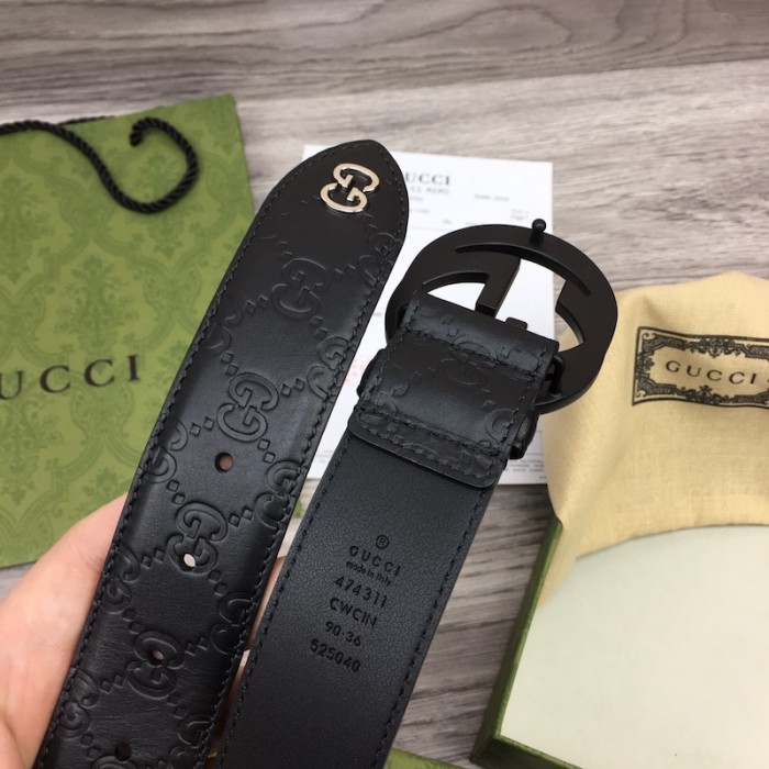 G*u*i G*u*issima leather with gg belt black