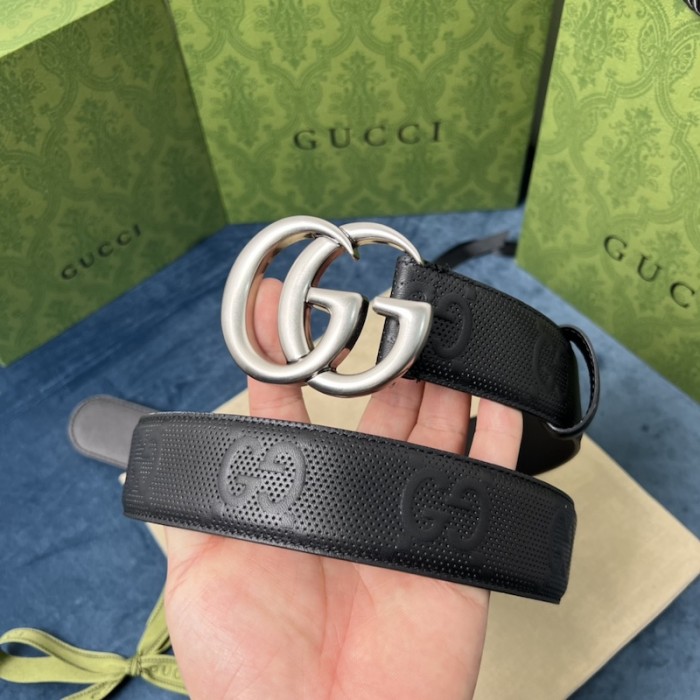 G*u*i gg marmont embossed leather belt black