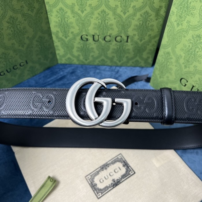 G*u*i gg marmont embossed leather belt black