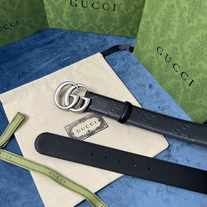 G*u*i gg marmont embossed leather belt black