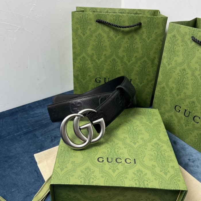 G*u*i gg marmont embossed leather belt black