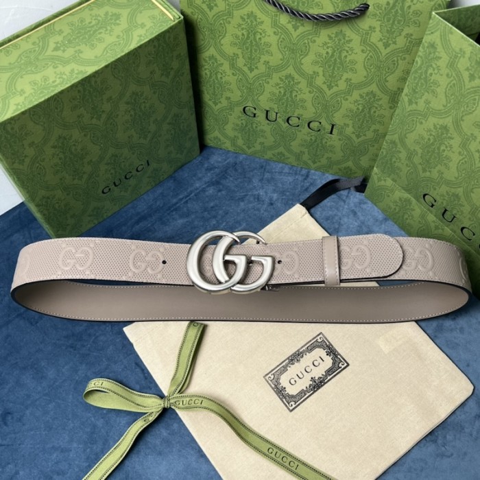 G*u*i gg marmont embossed leather belt grey